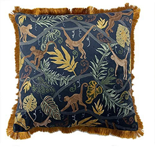 Furn Monkey Forest Feather Filled Cushion, Midnight Blue, 50 x 50cm