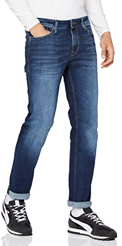 JACK & JONES Jeans Regular Fit Denim Stone Washed Mid Waist mit Heller Naht JJICLARK JJORIGINAL, Farben:Blau,Größe Jeans:W36 L32,Z - Länge L30/32/34/36/38:L32