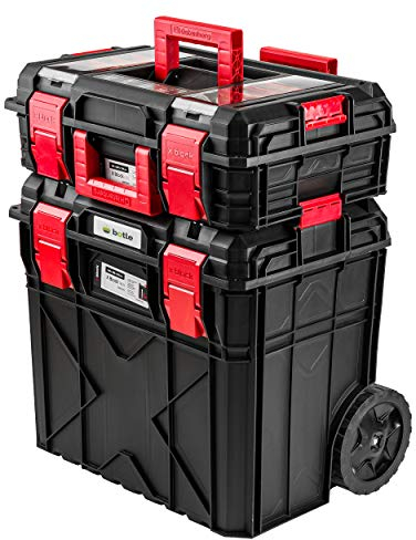 XXXL robuster Werkzeugkoffer Kunststoff Rollen Teleskopgriff leer Werkzeugkasten mobile Werkstatt 54x38x70 cm