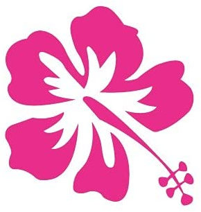 Hibiscus fleur hawaienne autocollant sticker logo 1 - Taille : 5 x 6 cm - Couleur : rose