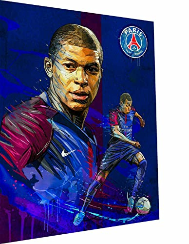 Magic Canvas Art - Bilder Kylian Mbappe Sport Fußball Leinwandbild 1- teilig Hochwertiger Kunstdruck modern Wandbilder Wanddekoration Design Wand Bild, Größe: 60 x 40 cm