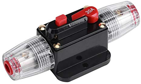 VIFERR Interruttore di Circuito DC 12V-24V 30A Interruttore Automatico per Auto Blocco Fusibili in Linea per Auto Audio Video Stema di Protezione