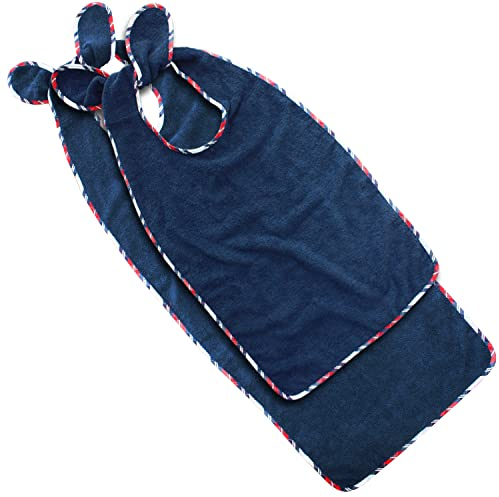 iuvas® Lätzchen für Erwachsene Luise Standard – extra saugfähiges Walkfrottier, 100% Baumwolle – Kleiderschutz für Senioren & Menschen mit Handicap – waschbar bis 60 °C (dunkelblau, Stand)