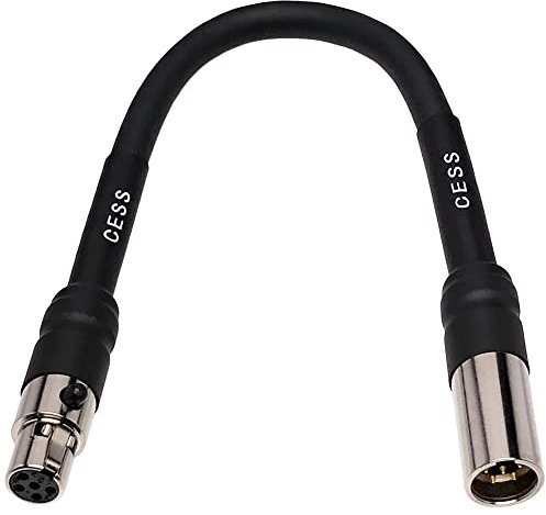 CESS-199 Mini XLR 5-Pin Female to Male Extension Cable, 6 Inches, Metal Shell with Heat Shrink Tubing Reinforcement for Long-Term Durability