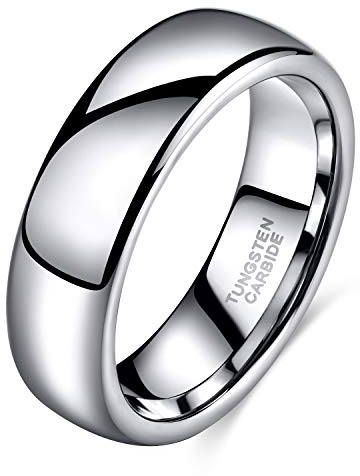 Zakk Ringe Damen Herren Wolfram Silber Vorsteckring Schmal Schlicht Poliert Verlobungsringe Eheringe Trauringe 2mm 4mm 6mm 8mm (6mm,58 (18.5))