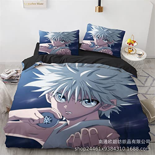 NECEHY Anime Hunter X Hunter Bettbezug-Sets für Kinder, 3D-gedrucktes Bettwäsche-Set für Jungen, Einzelbett, Queen-Size-Bett, Bettwäsche für Schlafzimmer,ab-168,Super King:102x87/260 * 220cm