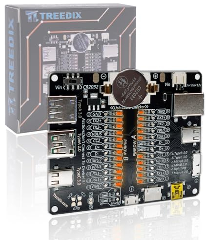 Treedix USB-Kabeltester USB-C-Kabeltester, Datenkabeltester Prüfplatine für USB-C, USB-A, Micro Mini Lightning-Kabel, schnell den Kabelsalat sortieren, indem Sie die LEDs überprüfen