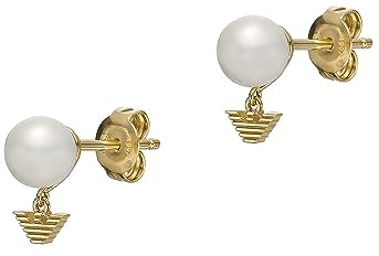 Emporio Armani Damen Ohrringe aus Edelstahl oder Halbedelsteinen mit Push-Back-Verschluss, Helles Gold
