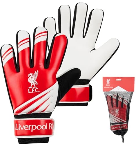 Liverpool FC Torwarthandschuhe Kinder Jungen mit rutschfestem Grip, Goalkeeper Gloves Größe 5 oder 7 - Fußball Zubehör (Größe 7)