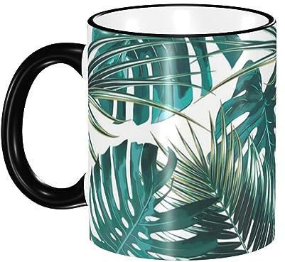 330 ml Tasse Tasse, grüne Monstera-Blätter