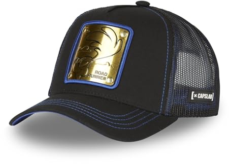 Capslab Roadrunner Looney Tunes Metal Plate Black Trucker Cap - One-Size