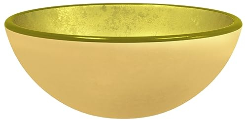 Aufsatzwaschbecken aus Hartglas, Rund Waschbecken Waschschale Waschtisch Waschplatz Handwaschbecken Aufsatzbecken Becken Badezimmer Gäste WC, 30x12 cm Golden