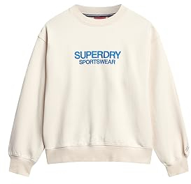 Superdry Damen Lässiges Sweatshirt mit Rundhalsausschnitt und Stickerei Reisweiß 36