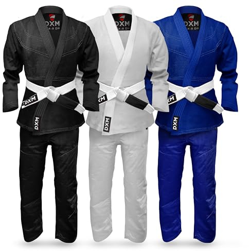 DXM SPORTS Brazilian Jiu Jitsu BJJ Kimono Gi Uniform Set für Damen und Herren - Leichter sanforisierter Stoff, Schwarz, Small-Medium