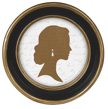 Zingtto Vintage-Bilderrahmen, antiker Bilderrahmen mit Glasfront, Fotodisplay, Tisch-Wandbehang, schwarz, oval, 10,2 x 10,2 cm
