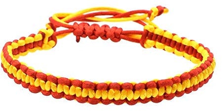 BDM Braided Thread Bracelet with the Colours of the Flag of Spain, Red and Yellow Bracelet, A Unisex Fashion Accessory for Men and Women with an Adjustable Clasp Cord Wrist