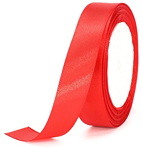 G2PLUS Rot Satinband 10mm, Dekoration Geschenkband, 22m Schleifenband zum Bastel, Rot Satin Dekoband für Geschenkverpackung, Dekoration