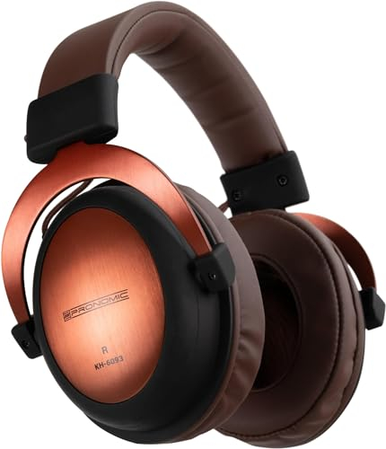 Pronomic KH-6093 KU Studio-Kopfhörer - Hervorragende Schallabschirmung nach außen - Übertragungsbereich: 10-30.000 Hz - Ohrpolster und Bügelband aus Kunstleder - Kupfer/Braun