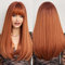 EMMOR Auburn Perücken mit Pony Auburn Gerade Synthetische Damenperücke, Lang, Hitzebeständig, für den täglichen Gebrauch, Natürlich und Bequem