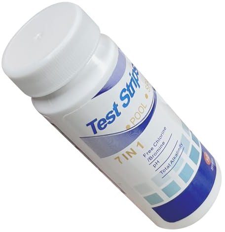 Tiras de prueba de agua 7 en 1, probador de agua para piscina y agua del grifo, análisis de dureza total/nitratos/cloro libre/brominas/valor de PH/cloro total/alcalinidad total