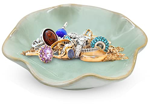 FORYNXHWIN Plato de Joyería de Cerámica, Bandeja Decorativa para Anillos Collares, Pendientes y Llaves Diseño Único y Duradero