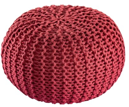 Amago home Pouf Outdoor ø 55 o. 45cm Bodenkissen Sitzpouf Hocker wetterfest pflegeleicht & nachhaltig Größe ø 55 cm, Farbe Rostbraun - Ruby Wine