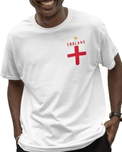 Zenthread Camiseta de Inglaterra Insignia de la Bandera de Inglaterra Partidarios Europeos 2024 Fútbol Retro con Escudo de Inglaterra Torneo 2024 Footy Soccer Top (Reino Unido, Alfa, L, Regular, Regul