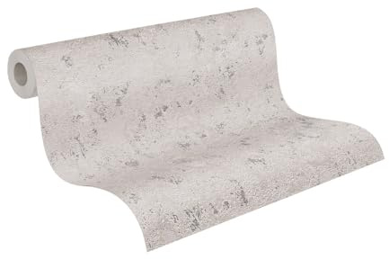 A.S. Création Vliestapete 10,05 m x 0,53 m - Putzoptik mit goldenen Details Grau, Beige, Silber - Metallic Tapete Made in Germany - 393873