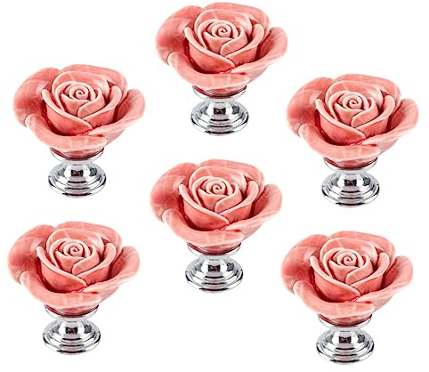 VILLFUL 6stücke Keramische Schubladenknöpfe Moderner Möbelgriff Rosa Für Schrank Kommode Küchenschrank Langlebiges Design Für Möbelrenovierung Und Dekoration