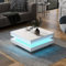 Merax Table basse de salon - Blanc brillant - Carré - Avec éclairage LED et télécommande - Table basse moderne pour salon, bureau, réception - 70 x 70 x 36 cm