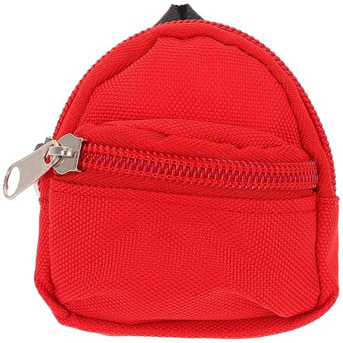 BESTonZON Puppenrucksack Mini-Rucksack Für Puppen Aus Stoff Mikro Für Mini- Für Schulbedarf Bjd Puppe -schultaschen Rot Polyester