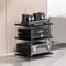Elitix Mobile Stereo Hi Fi Rack Mobili in Acrilico Rack per Mobile Audio Regolabili, Sistema Rack per Componenti Stereo a 3 o 4 Livelli/Supporto AV, Organizzatore Ripiani per Torre Giradischi(A,S)
