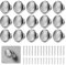 PENCHUAN 15PCS Cabinet Door Knobs, 27mm Silver Round Brushed Metal Knobs, Drawer Pull Handle with 30 Long Short Screws for Cabinets, Drawers, Wardrobes, and Kitchen Cupboards Furniture