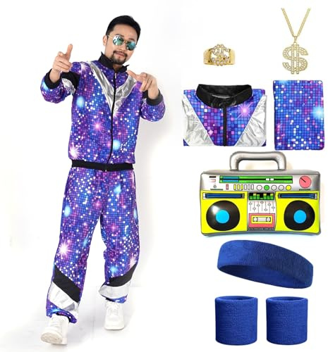 Anraocoss 90er 80er Jahre Outfit Herren Damen Mottoparty Kostüm, XL