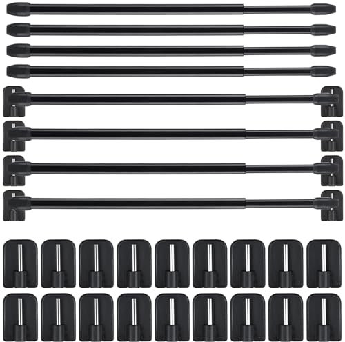 Jetec Einstellbare Kunststoff Gardinenstange Ausziehbare Gardinenstangen für Fenster Schrankstangen Zugstangen Gardinenstangen Selbstklebende Gardinenstange, 15,7-27,5 Zoll(Schwarz,8 Stück)
