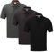 DELLMOOR Men’s Plain Polo Shirts 3 Pack, Multicolor Lightweight Activewear Solid Polo Shirt for Men Adult, Sizes S - 5XL (UK, Alpha, 3XL, Regular, Regular, Black, Charcoal, Smoke Grey)
