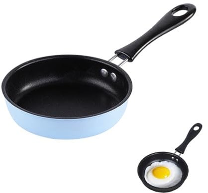 Huipalon Small Frying Pan 12cm Non-Stick Mini Frying Pan for One Egg Portable 4.7 Inch Camping Cooking Omelet Pan with Heat Resistant Handle for Gas Stove Induction Hob (Mini, Blue)