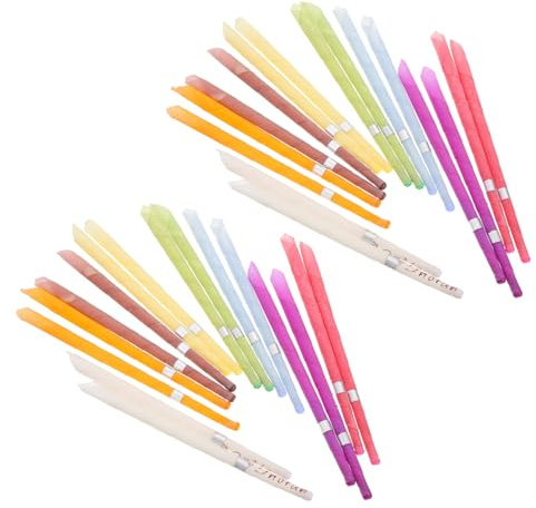 VALICLUD 32 Stück mit Ätherischen Ölen Kegelförmige Aromatherapie Sticks aus Bienenwachs zur Reinigung und Juckreizlinderung Beruhigend für Ohr Nebenhöhlen und Hals für Zufällige Farbe