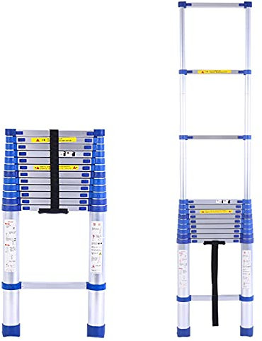 Scala telescopica da 2 m, per tenda da tetto, in alluminio, per casa, camper, mansarda, soppalco, capacità di carico regolabile da 8 m/7 m/6,2 m/5 m/4,2 m/3,8 m/2,6 m