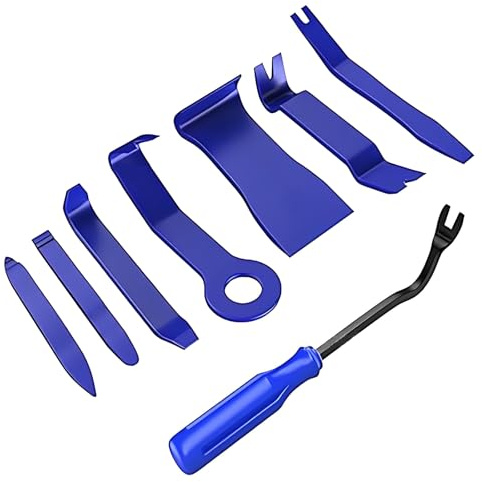 Fozobaiy Car Auto Trim Removal Kits, Blue, 8PCS | Car Radio Door Dashboard Installation, Plastic Pry Tool, Fastener Terminal Remover, Auto Clip Pliers