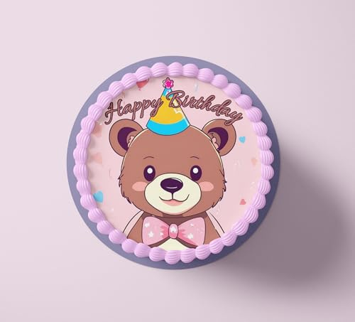 CGD – Essbare Tortenaufleger aus Fondant oder Esspapier – Perfekt für Bären-Liebhaber – Dekorative Kuchendeko für Geburtstag, Party & besondere Anlässe - Bär 2 (Esspapier)