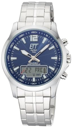 ETT Eco Tech Time Funk Solar Herren Uhr Analog mit digitalem Datum mit Edelstahl Armband EGA-11716-31M