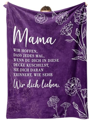 Geburtstagsgeschenk für Mama, Mama Geschenk Kuscheldecke, Violett | Geschenke für Mama von Tochter Sohn, Weihnachten Muttertagsgeschenke für Mutter
