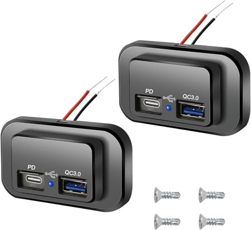 TNSLAND 2pcs cargador coche carga rapida,12V 4.8A doble puerto USB cargador de coche enchufe de zócalo con LED a prueba de agua para automóviles barcos camiones rvs autocaravana