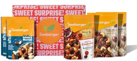 Seeberger Schoko-Lover-Box | 5-teilige Box| 2x ShareXSeeberger Nuss-Schoko-Meersalz-Mix, 2x Schoko-Mix & 1x Genussmix | Ideal als Geschenkbox