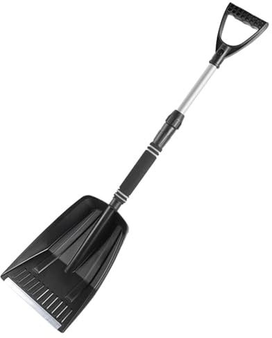 Teleskop Schneeschaufel,Multifunktionaler Schneeschieber, Ausziehbares Ergonomisches Schneeräumwerkzeug,Abnehmbar Und Verstellbar Windschutzscheiben-Eiskratzer Für Winterfrostreinigung,Auto (Schwarz)