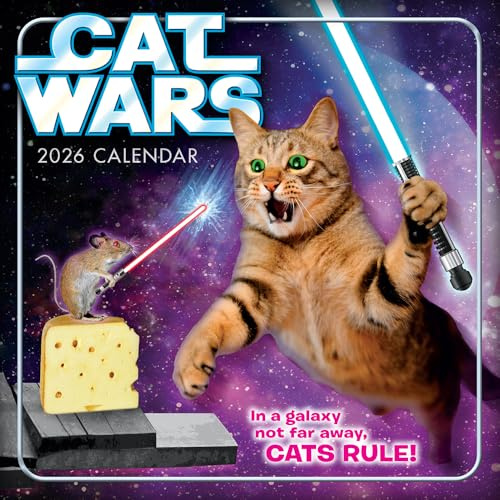 Cat Wars 2026 Mini Wandkalender - Lustiger Katzenfotografie & Humor Parodie Kalender für Katzenliebhaber, 17,8 cm × 17,8 cm