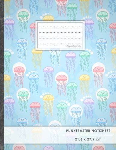 Punktraster Notizbuch • A4-Format, 100+ Seiten, Soft Cover, Register, „Quallen Trend“ • Original #GoodMemos Dot Grid Notebook • Perfekt als Skizzenbuch, Tagebuch, Handlettering Übungsbuch