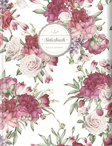 BULLET JOURNAL (©Star, A4, 156 Seiten, Softcover) || Mit Register || XXL Punktraster Notizbuch, Tagebuch, Gepunktete Seiten, Dot Grid Notebook, „Bouquets“