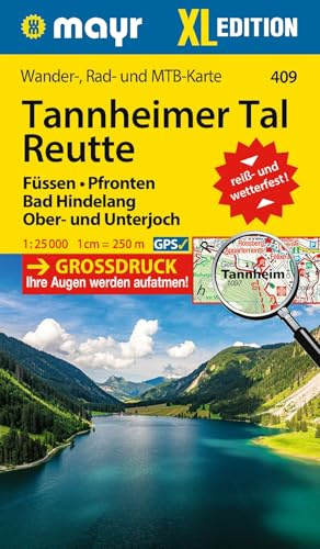 Mayr Wanderkarte Tannheimer Tal, Reutte, Füssen, Pfronten, Bad Hindelang, Ober- und Unterjoch, XL 1:25.000: Wander-, Rad- und Mountainbikekarte, extra grossdruck, reiß- und wetterfest